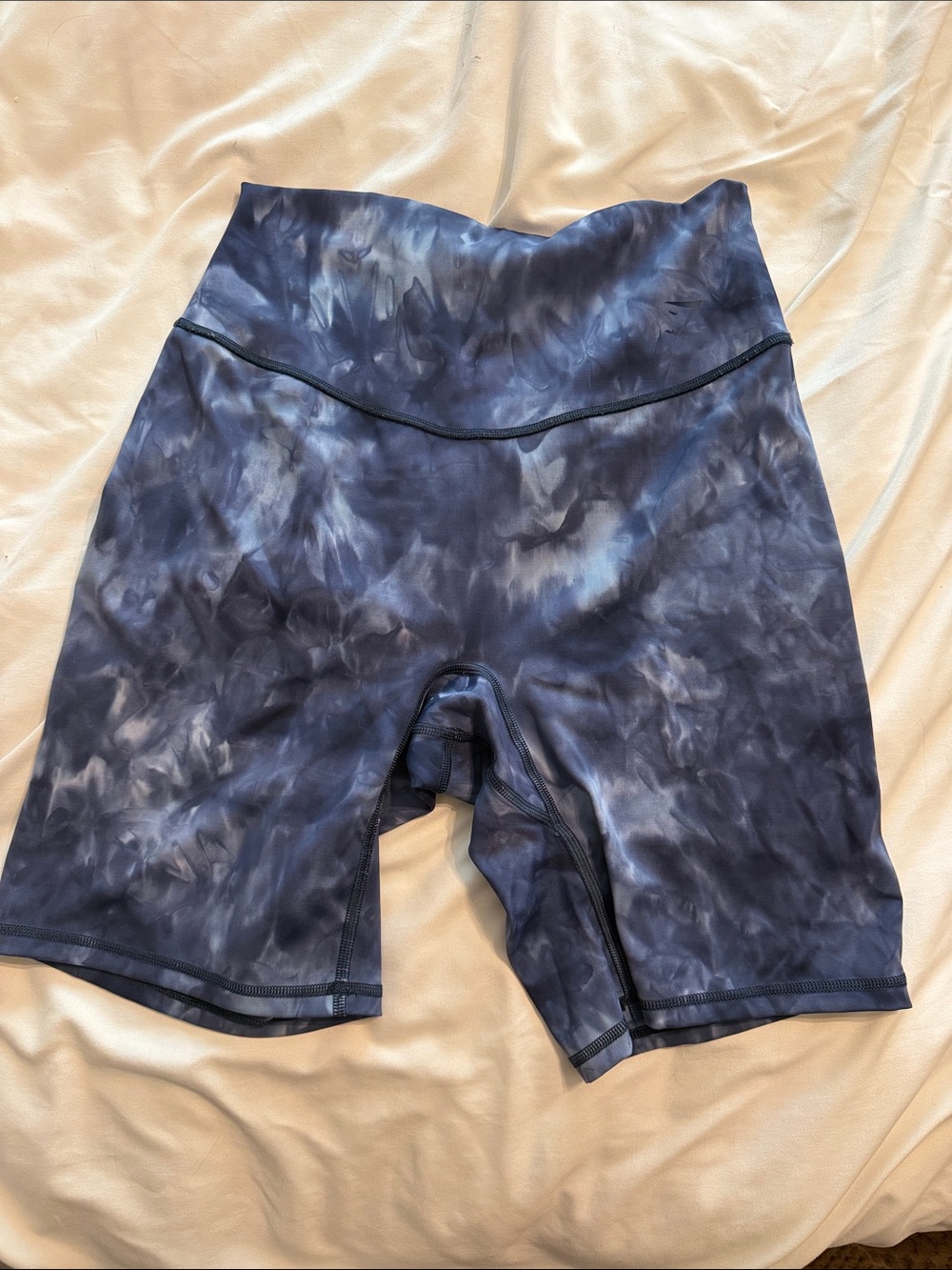 Gymshark Women's High-Waist Navy Tie-Dye Bike Shorts